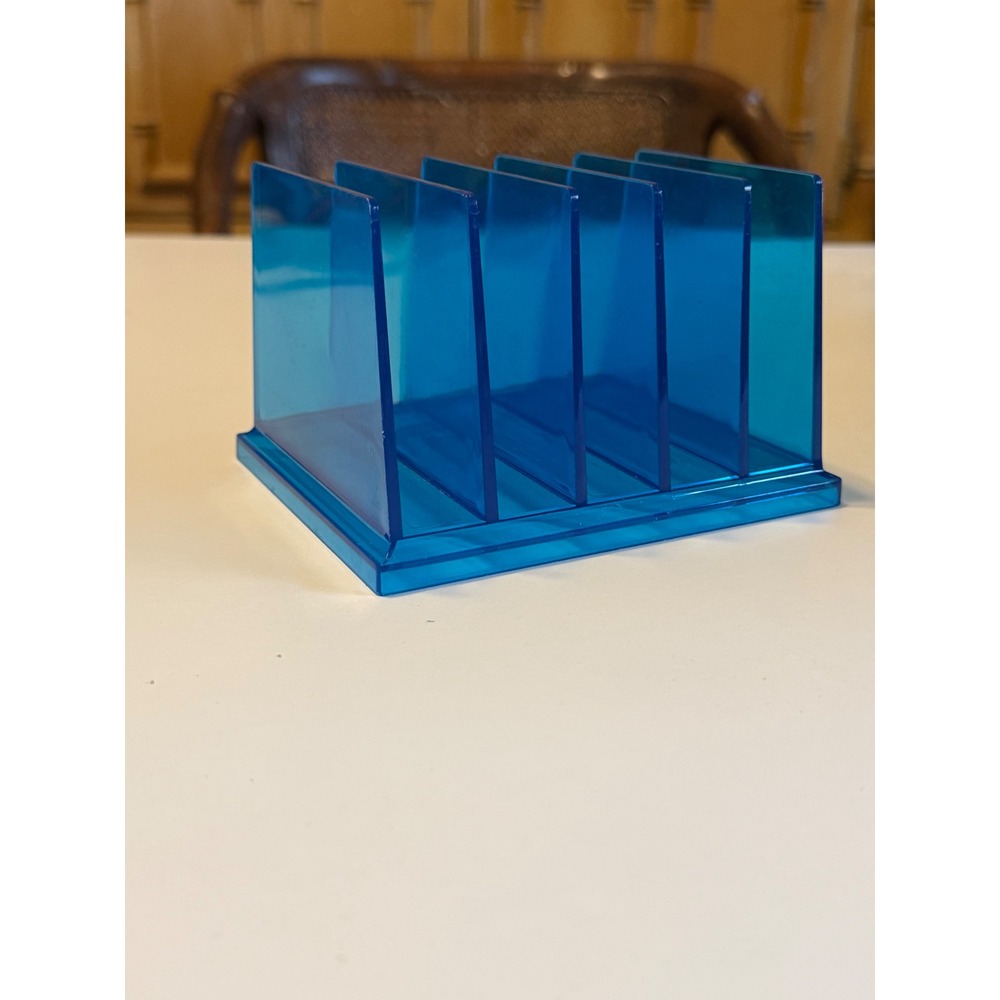 Vintage Rogers Madison WI Blue Acrylic Letter Sorter Desk Organizer Item 2525